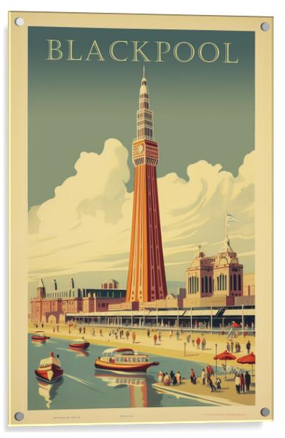 Blackpool 1950s Travel Poster Acrylic by Picture Wizard