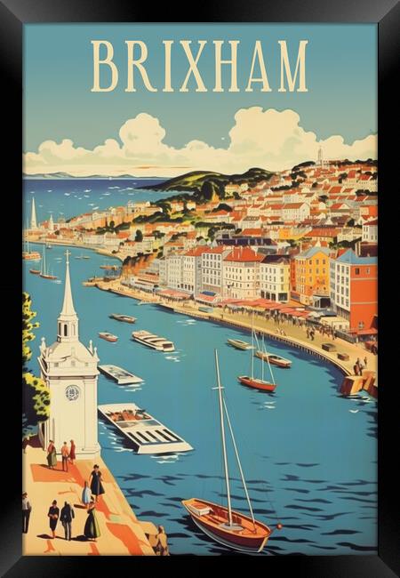 Brixham1950s Travel Poster Framed Print by Picture Wizard