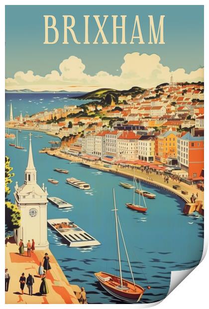 Brixham1950s Travel Poster Print by Picture Wizard