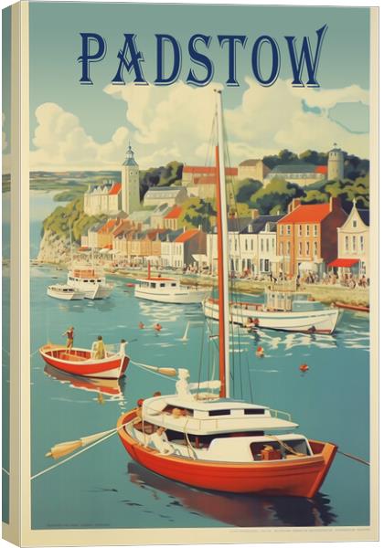 Padstow 1950s Travel Poster Canvas Print by Picture Wizard
