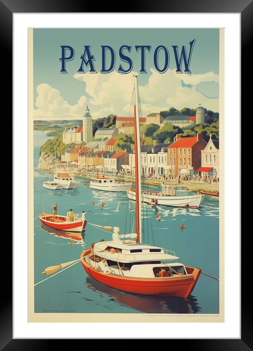 Padstow 1950s Travel Poster Framed Mounted Print by Picture Wizard