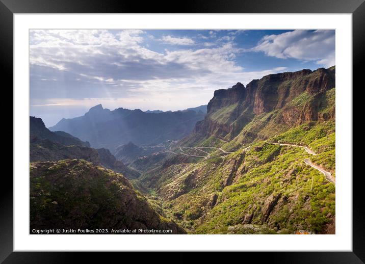 The road to Masca, Tenerife Framed Mounted Print by Justin Foulkes