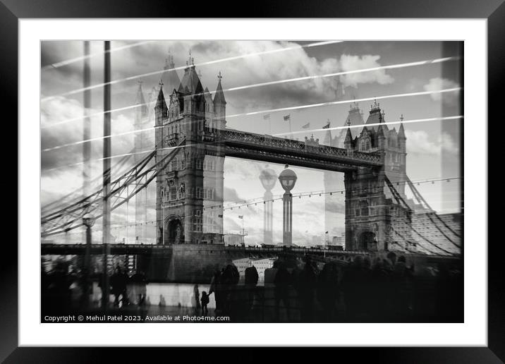 Reflection of Tower Bridge on glass building on so Framed Mounted Print by Mehul Patel
