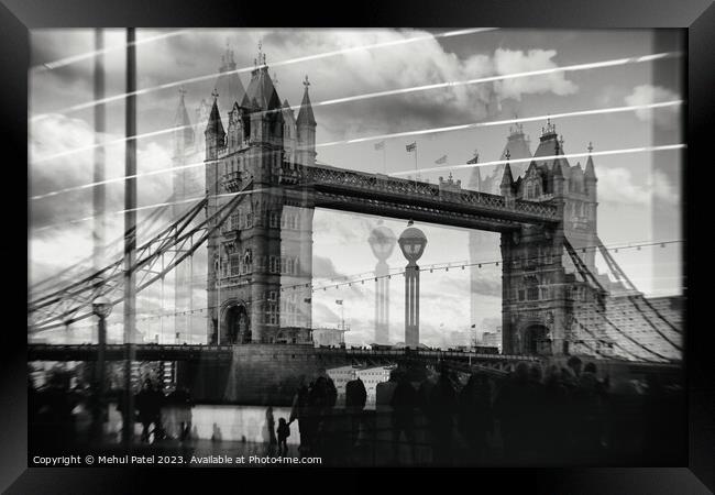 Reflection of Tower Bridge on glass building on so Framed Print by Mehul Patel