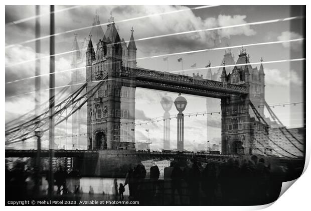 Reflection of Tower Bridge on glass building on so Print by Mehul Patel