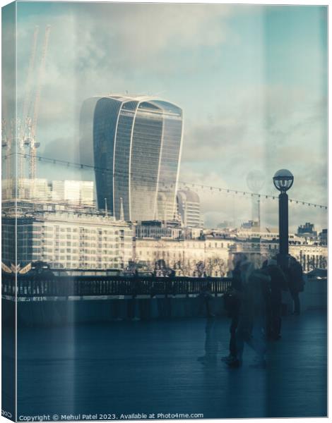 Reflection of the Fenchurch building (also known as the Walkie Talkie building) from the South Bank of river Thames, London, England Canvas Print by Mehul Patel
