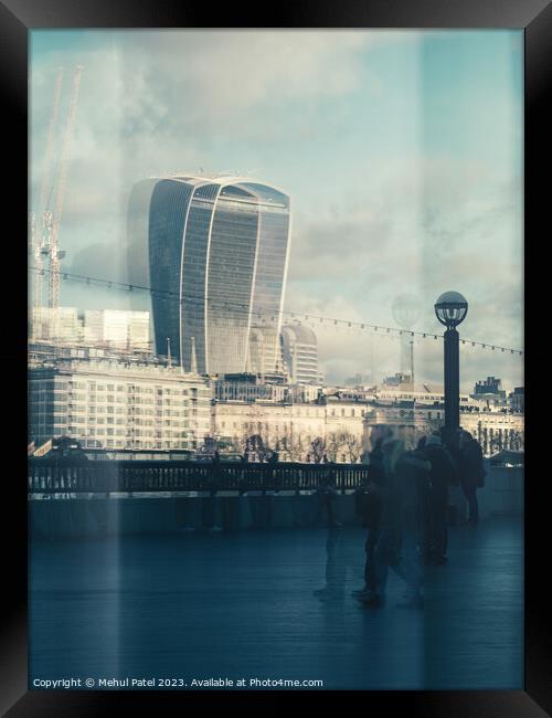 Reflection of the Fenchurch building (also known as the Walkie Talkie building) from the South Bank of river Thames, London, England Framed Print by Mehul Patel