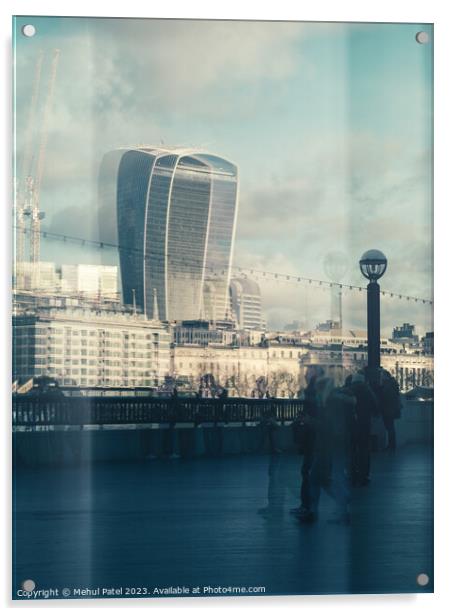 Reflection of the Fenchurch building (also known as the Walkie Talkie building) from the South Bank of river Thames, London, England Acrylic by Mehul Patel