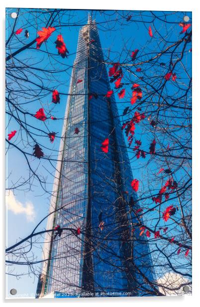 The Shard tower in London framed through branches and autumn leaves Acrylic by Mehul Patel