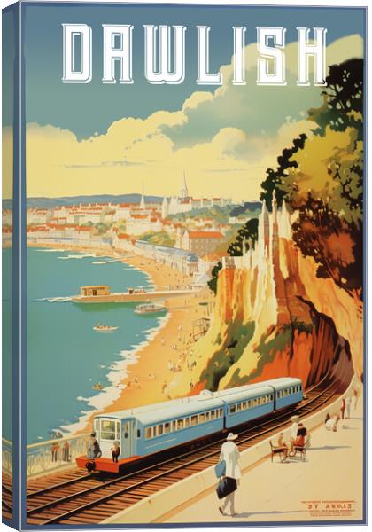 Dawlish 1950s Travel Poster Canvas Print by Picture Wizard