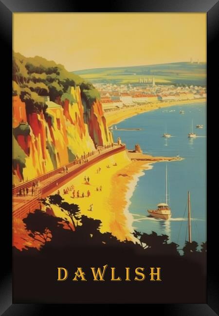 Brixham1950s Travel Poster Framed Print by Picture Wizard