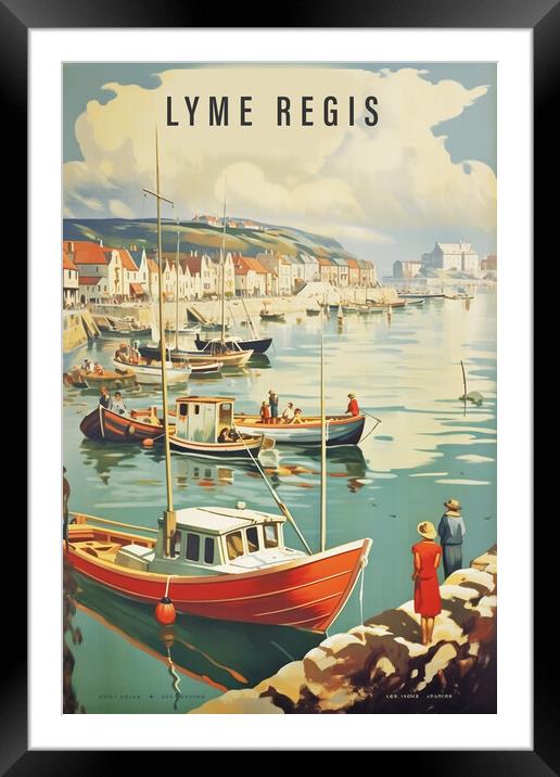 Lyme Regis 1950s Travel Poster Framed Mounted Print by Picture Wizard