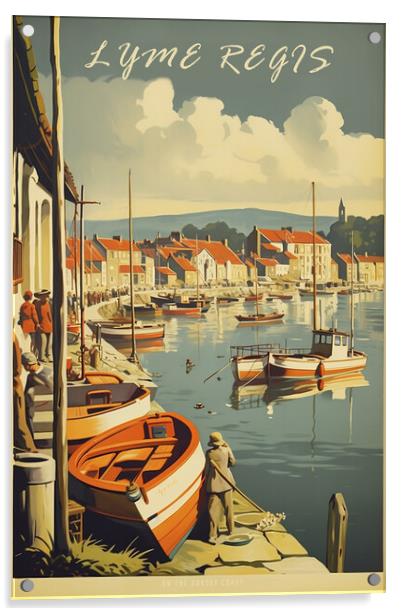 Lyme Regis 1950s Travel Poster Acrylic by Picture Wizard