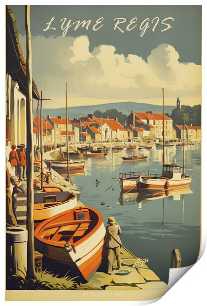 Lyme Regis 1950s Travel Poster Print by Picture Wizard