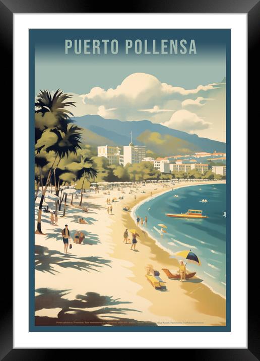 Puerto Pollesa 1950s Travel Poster Framed Mounted Print by Picture Wizard