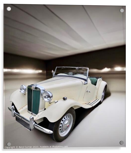 "Timeless Elegance: A Mesmerizing Vintage Car" MG Acrylic by Beryl Curran
