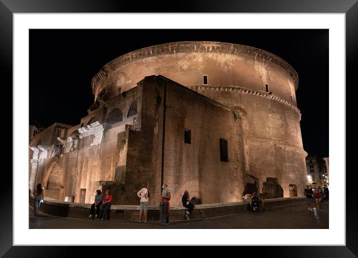 Ancient Pantheon at Night in Rome Framed Mounted Print by Artur Bogacki