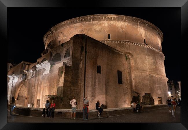 Ancient Pantheon at Night in Rome Framed Print by Artur Bogacki