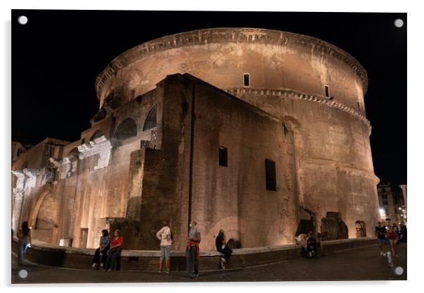 Ancient Pantheon at Night in Rome Acrylic by Artur Bogacki