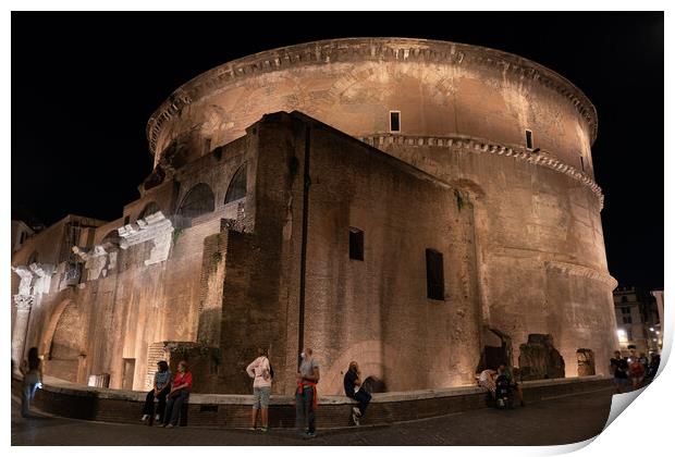 Ancient Pantheon at Night in Rome Print by Artur Bogacki