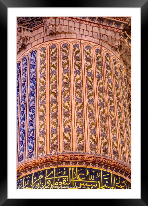 Blue Mosque Basilica Dome Pillar Istanbul Turkey Framed Mounted Print by William Perry