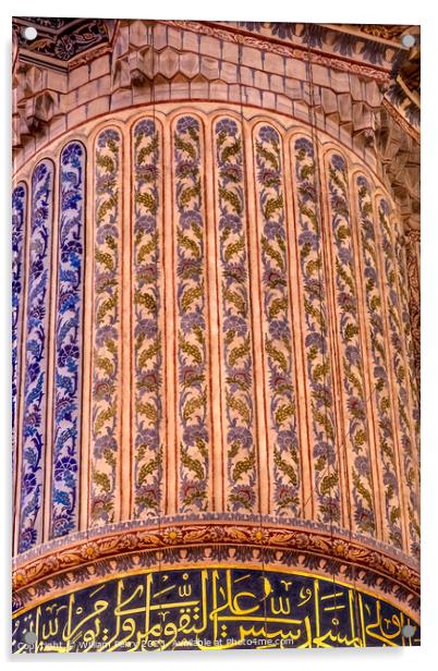 Blue Mosque Basilica Dome Pillar Istanbul Turkey Acrylic by William Perry