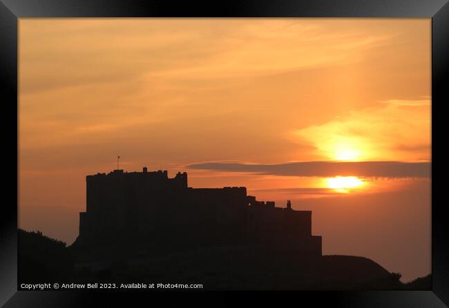 Bamburgh Castle Sunset Silhouette Framed Print by Andrew Bell