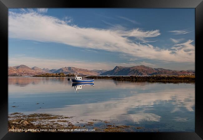 Sound of Sleat Reflections, Isle of Skye Scotland. Framed Print by Barbara Jones