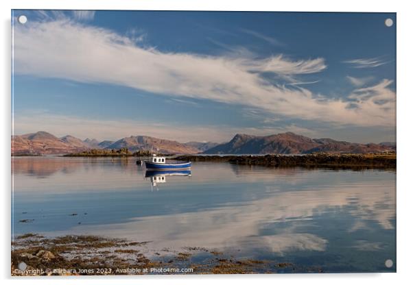 Sound of Sleat Reflections, Isle of Skye Scotland. Acrylic by Barbara Jones