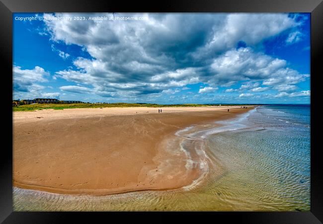 St. Andrews West Sands beach Framed Print by Navin Mistry