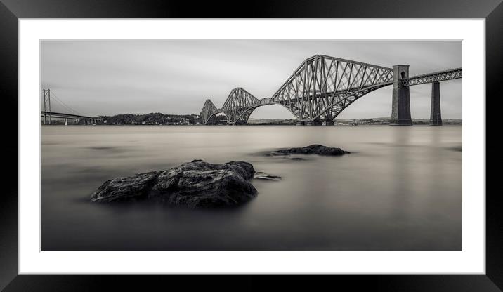 The Forth Bridge Black and White  Framed Mounted Print by Anthony McGeever