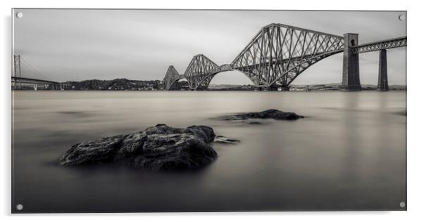 The Forth Bridge Black and White  Acrylic by Anthony McGeever