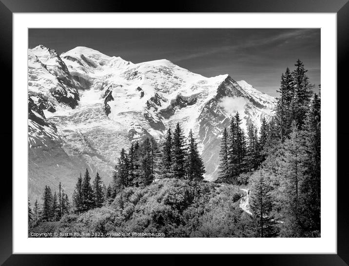 Mont Blanc from above the Chamonix valley, French Alps Framed Mounted Print by Justin Foulkes