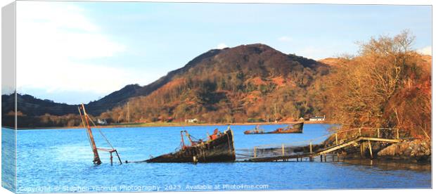 Ancient Wrecks in Scottish Loch Canvas Print by Stephen Thomas Photography 
