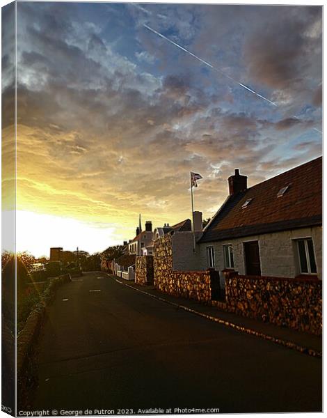 The haunted Guernsey  granite cottage at dusk Canvas Print by George de Putron