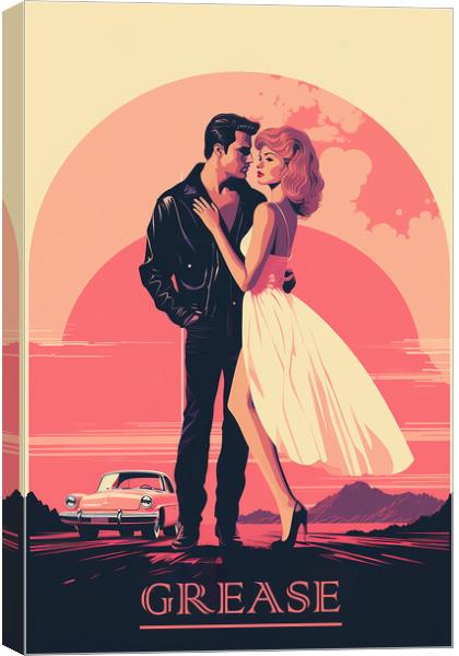 Grease Retro Art Poster Canvas Print by Steve Smith