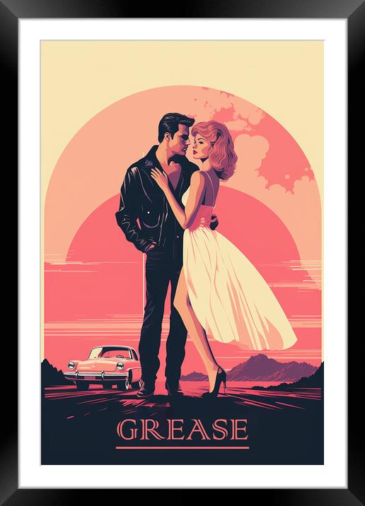 Grease Retro Art Poster Framed Mounted Print by Steve Smith