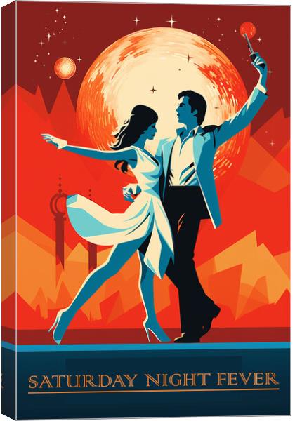 Saturday Night Fever Retro Art Poster Canvas Print by Steve Smith