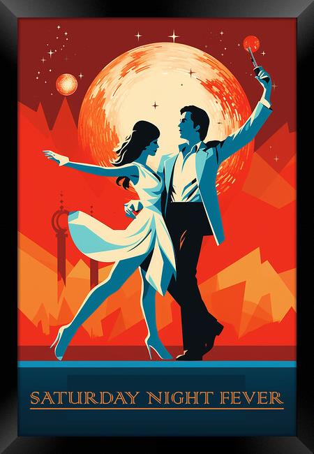 Saturday Night Fever Retro Art Poster Framed Print by Steve Smith
