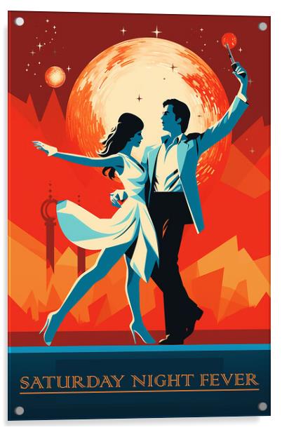 Saturday Night Fever Retro Art Poster Acrylic by Steve Smith