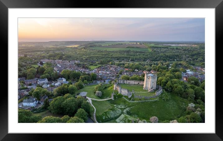 Conisbrough Castle Sunset Framed Mounted Print by Apollo Aerial Photography