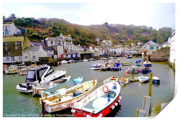 "Harmony in Polperro: Captivating Coastal Village" Print by john hill