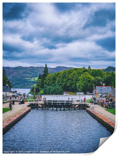 Caledonian Canal locks at the popular tourist village of Fort Augustus Print by Mehul Patel