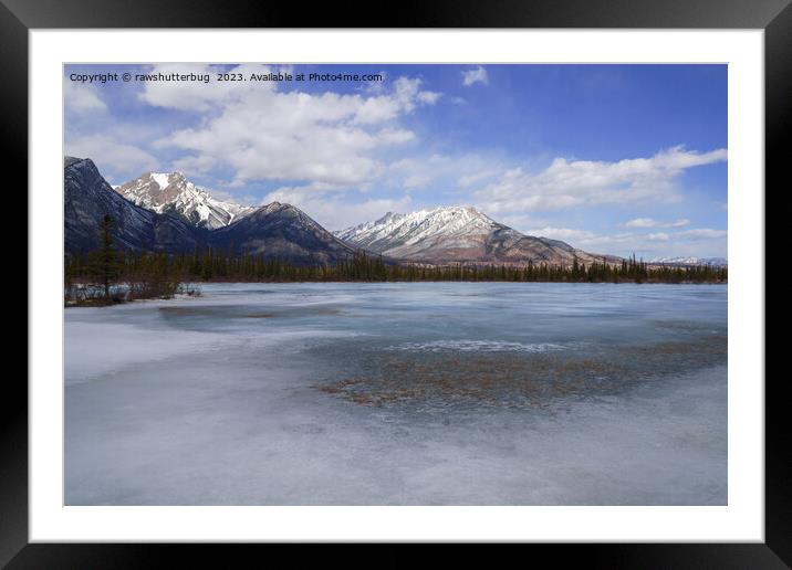 Gargoyle Mountain and Frozen Athabasca River Framed Mounted Print by rawshutterbug 