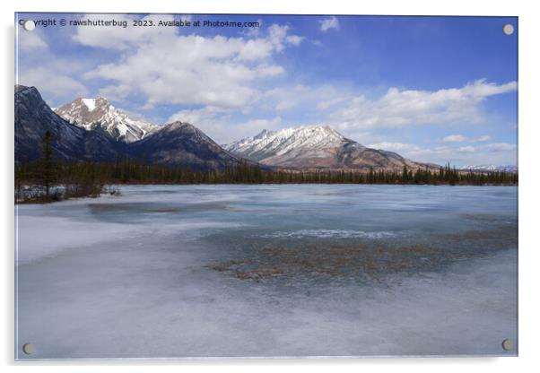 Gargoyle Mountain and Frozen Athabasca River Acrylic by rawshutterbug 