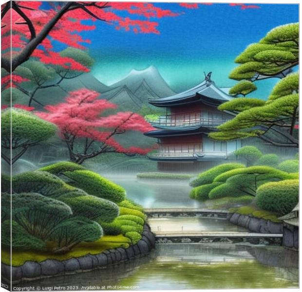 Tranquil Reflections: A Serene Japanese Oasis Canvas Print by Luigi Petro