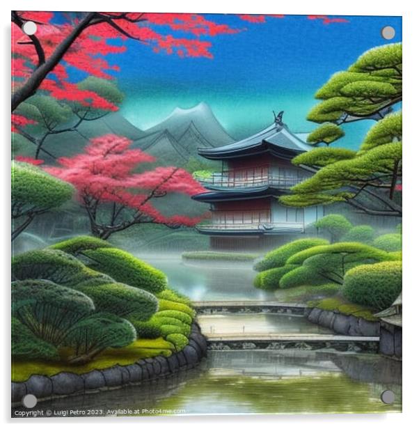 Tranquil Reflections: A Serene Japanese Oasis Acrylic by Luigi Petro