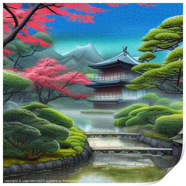 Tranquil Reflections: A Serene Japanese Oasis Print by Luigi Petro