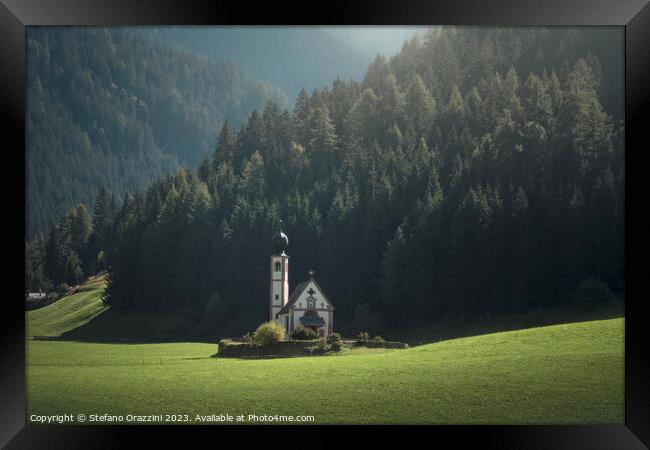 St Johann in Ranui church. Villnösstal, Dolomites Framed Print by Stefano Orazzini