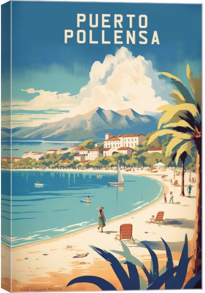Puerto Pollesa 1950s Travel Poster  Canvas Print by Picture Wizard